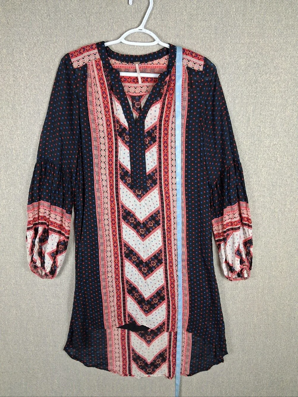 Free People Peacemaker Tunic Dress Size Small Black Combo High Low Boho Festival